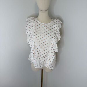 [NAF NAF] Polka Dot Blouse with Ruffle Sleeves - Size Small